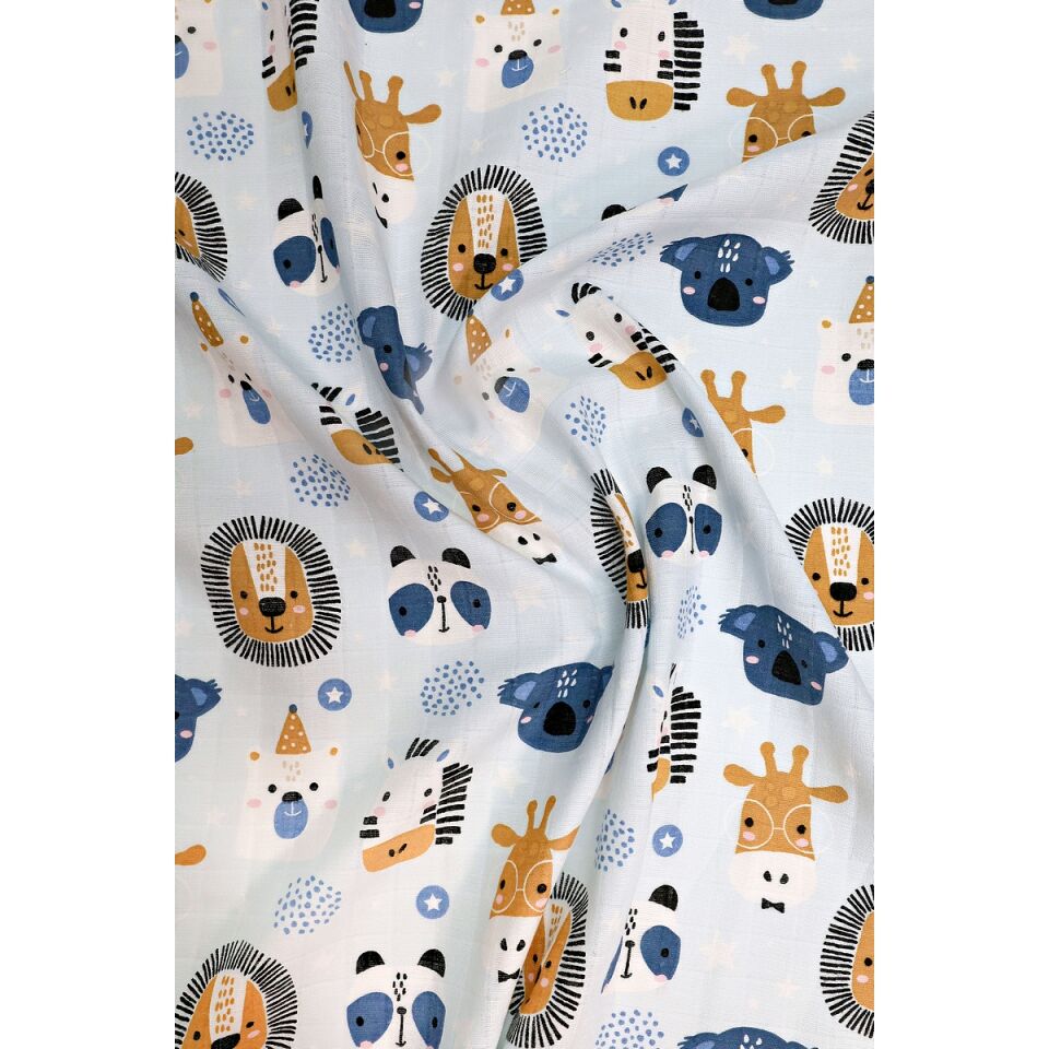 Minicik Safari Dostları Müslin Örtü Tekli 115x115