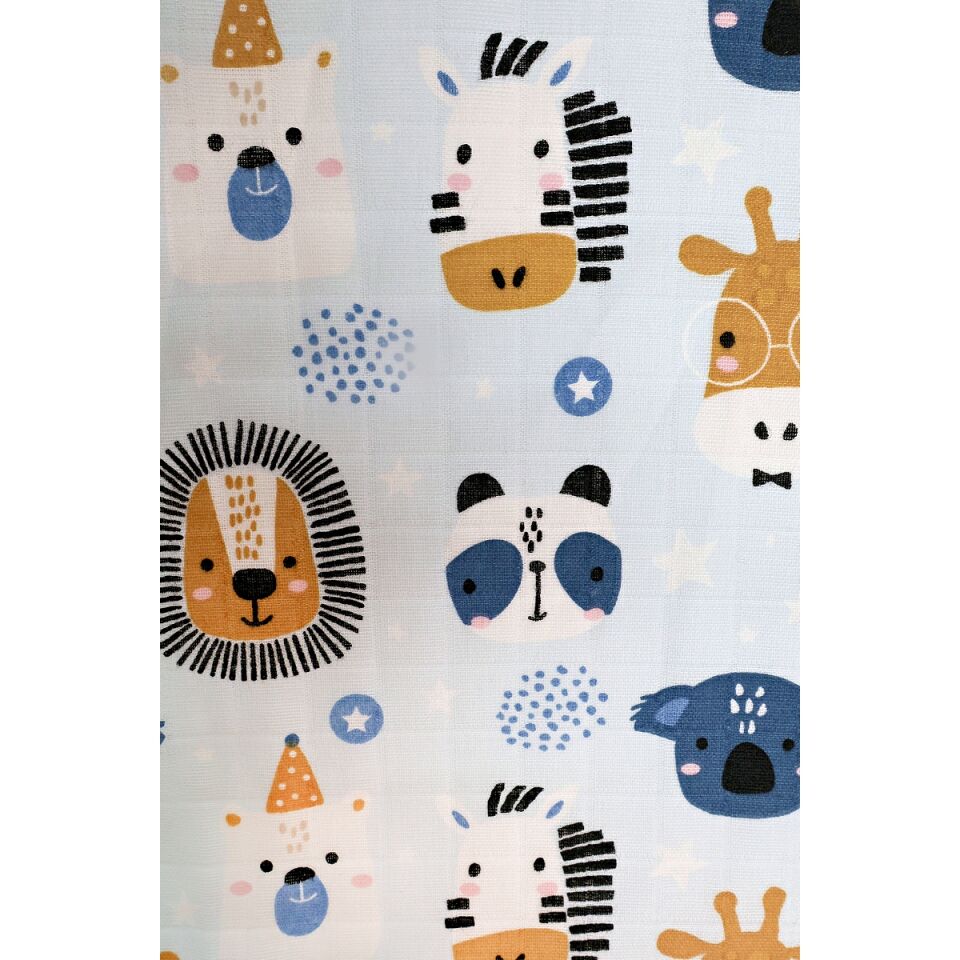 Minicik Safari Dostları Müslin Örtü Tekli 115x115