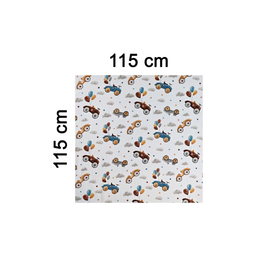Minicik Uçan Arabalar Müslin Örtü Tekli 115x115