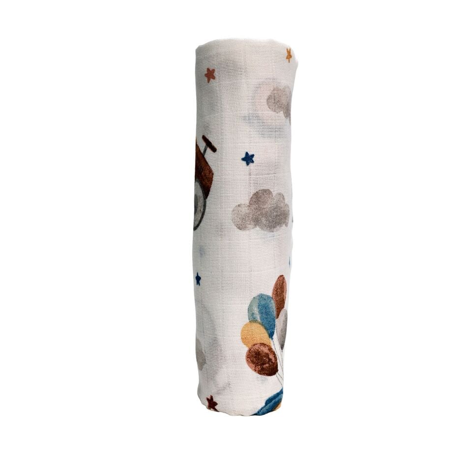 Minicik Uçan Arabalar Müslin Örtü Tekli 115x115