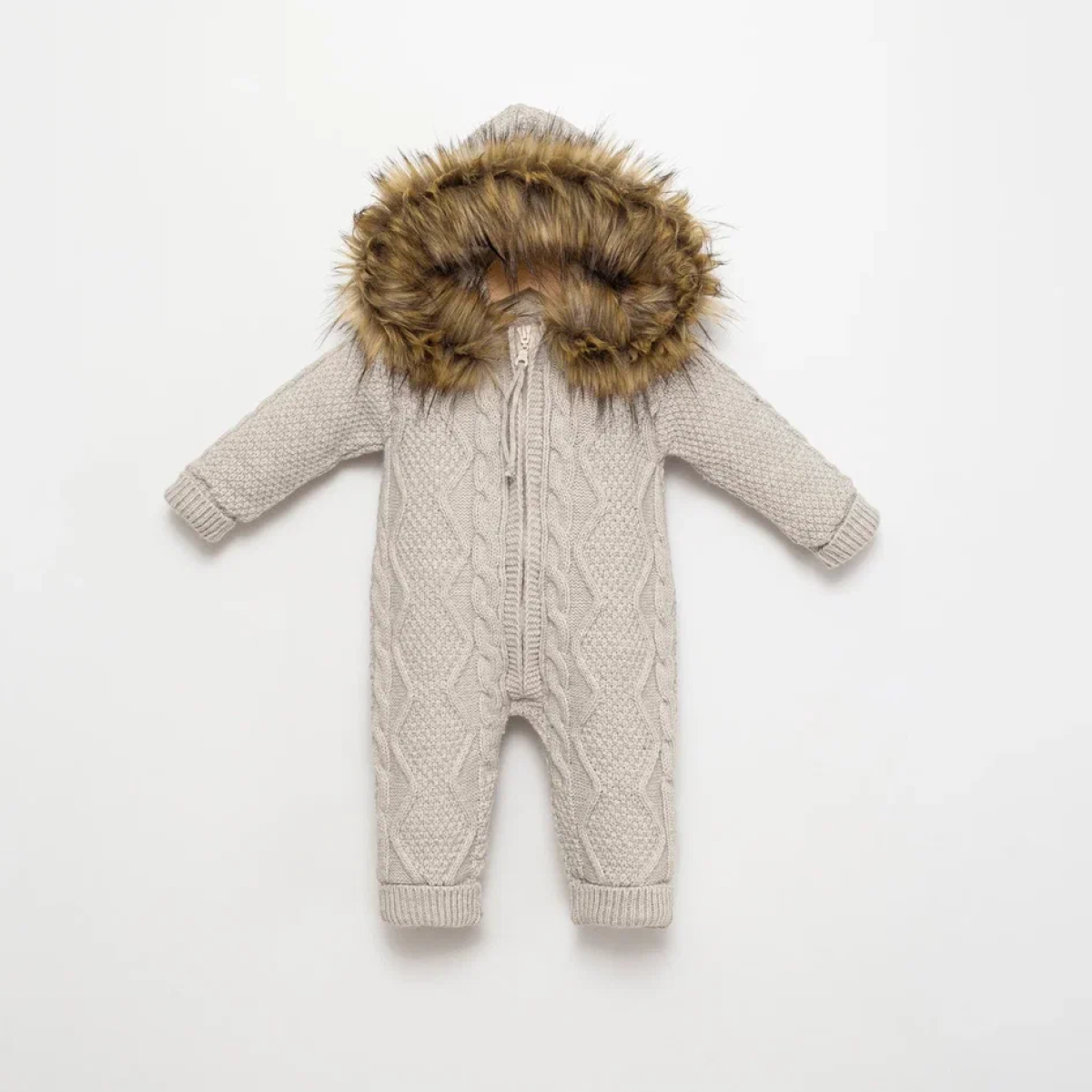 KÜRK DETAYLI KAPŞONLU TRİKO TULUM