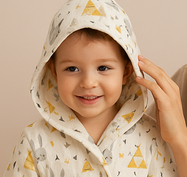 <h4>MÜSLİN BORNOZLAR</h4> <p>Miniklerin banyo ritüelinde vazgeçilmez: Bu müslin bornoz olmadan eksik hissedecekler.</p><button>Bebeğim İçin Al</button>