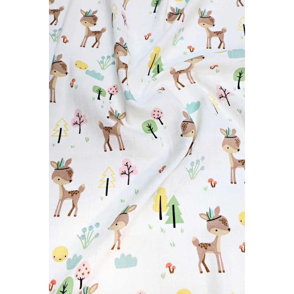 Minicik Geyik Bahçesi Müslin Örtü Tekli 115x115