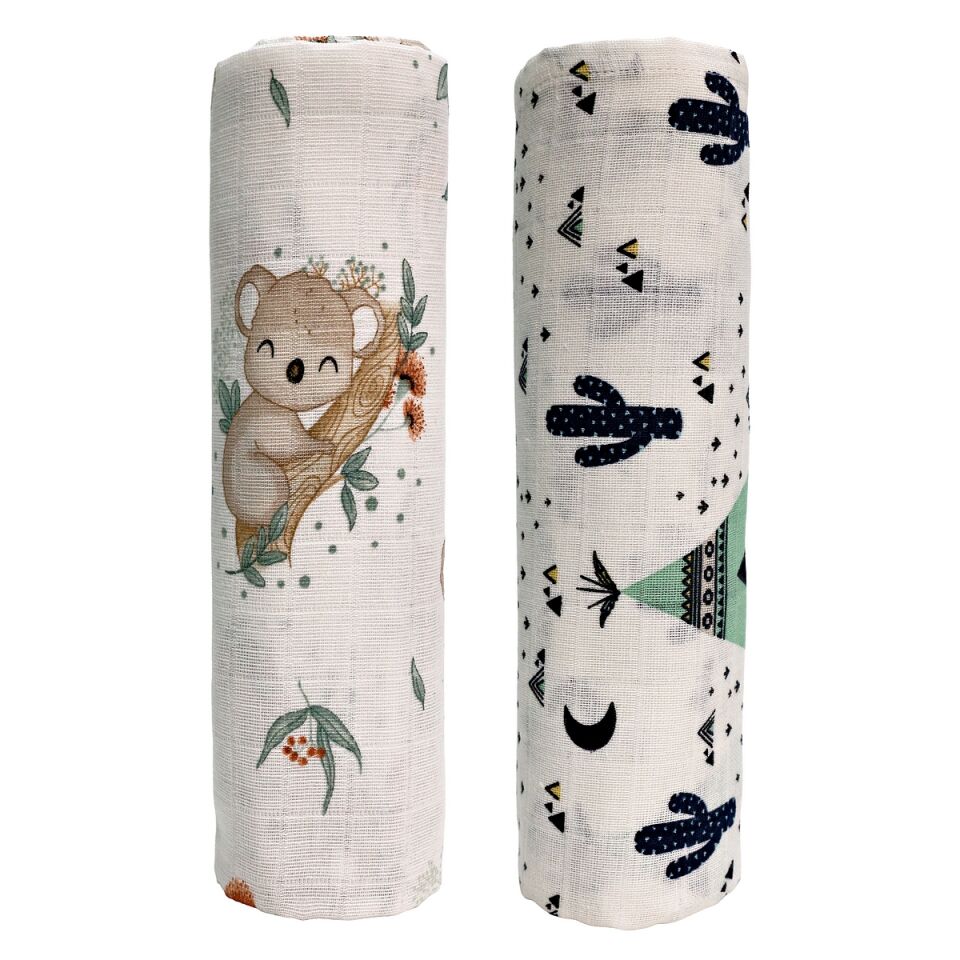 Müslin Örtü ikili 90x90 Minicik K. Bahçesi-Minicik K.Sevgisi