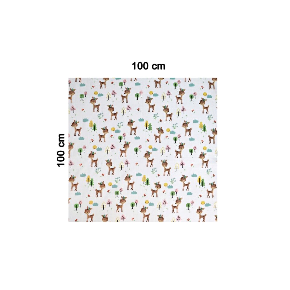 Müslin Örtü Tekli 100x100 Minicik Geyik Bahçesi