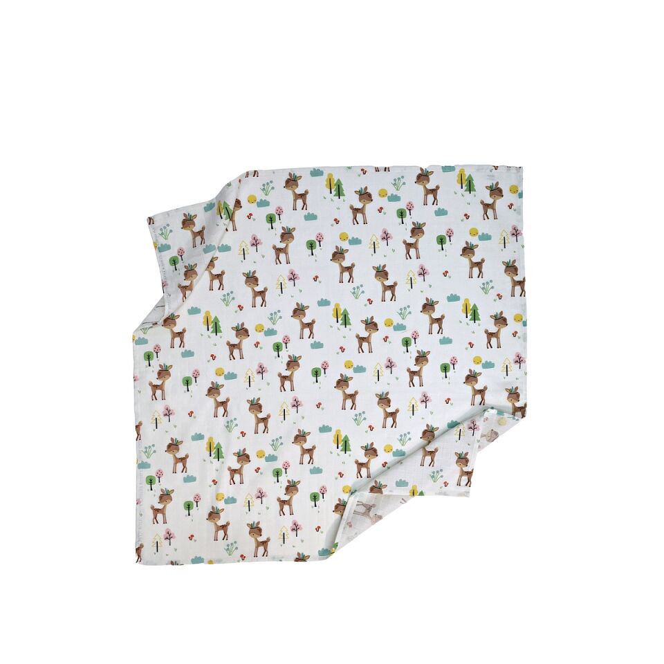 Müslin Örtü Tekli 100x100 Minicik Geyik Bahçesi