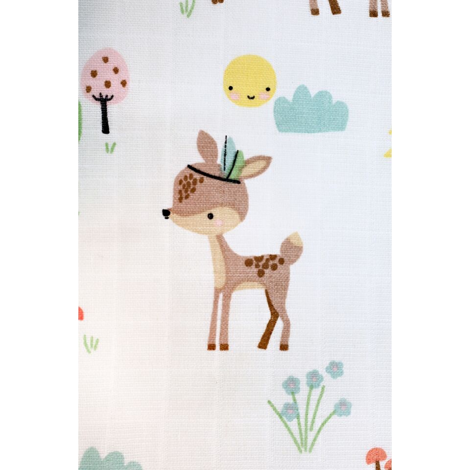 Müslin Örtü Tekli 100x100 Minicik Geyik Bahçesi