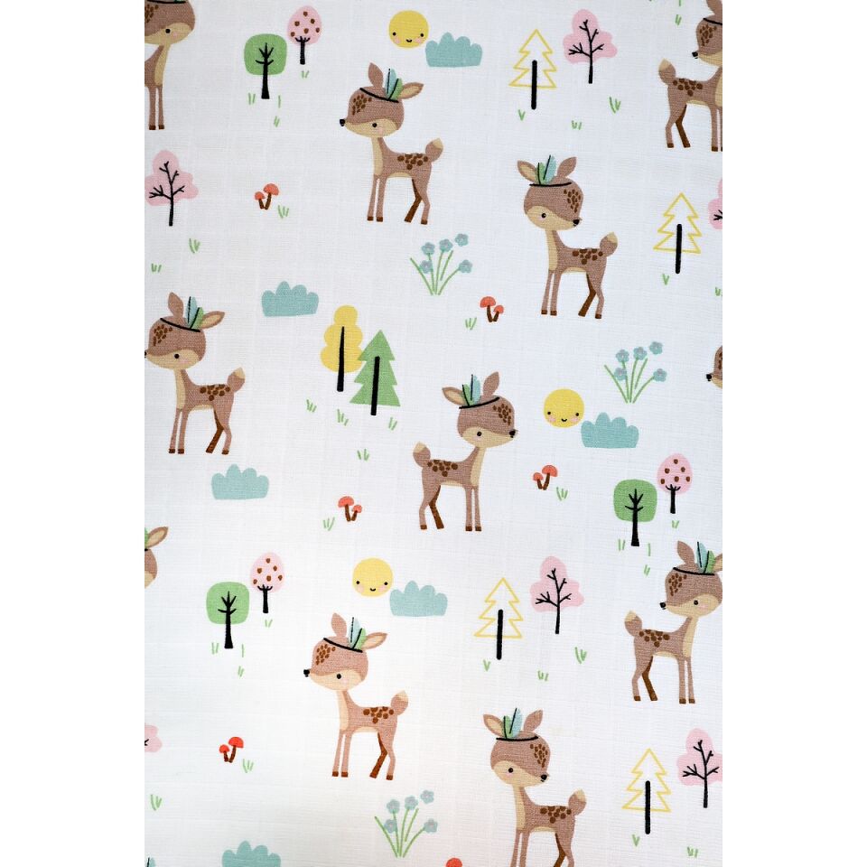 Çift Taraflı Müslin Battaniye 120x180 Minicik Geyik Bahçesi