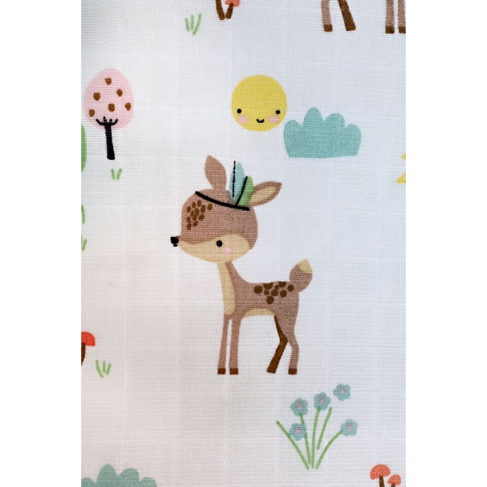 Çift Taraflı Müslin Battaniye 120x180 Minicik Geyik Bahçesi