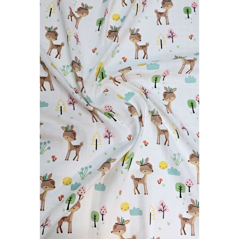 Çift Taraflı Müslin Battaniye 120x180 Minicik Geyik Bahçesi