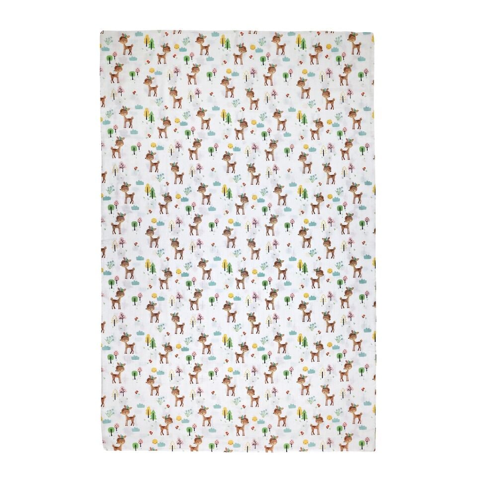 Çift Taraflı Müslin Battaniye 120x180 Minicik Geyik Bahçesi
