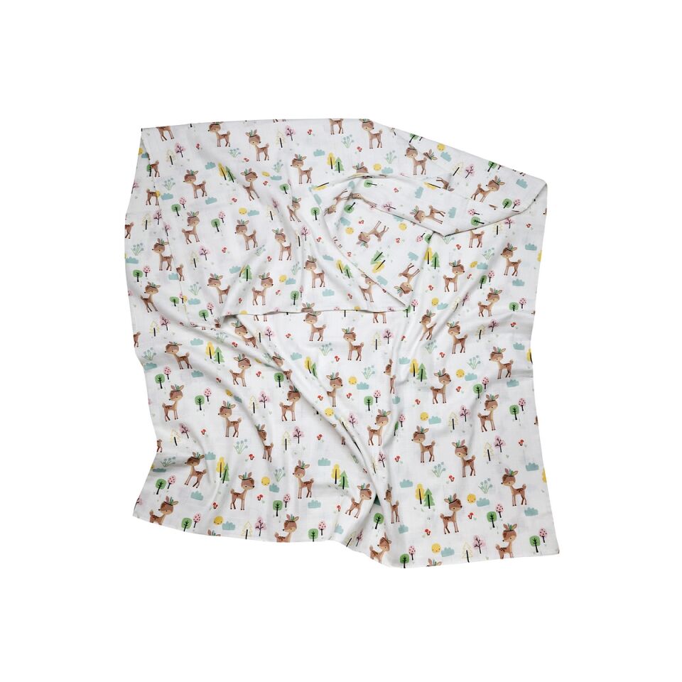 Çift Taraflı Müslin Battaniye 120x180 Minicik Geyik Bahçesi