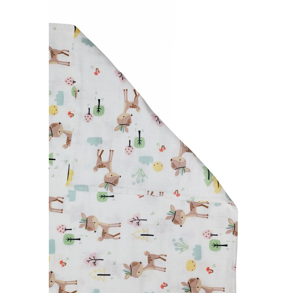 Çift Taraflı Müslin Battaniye 120x180 Minicik Geyik Bahçesi