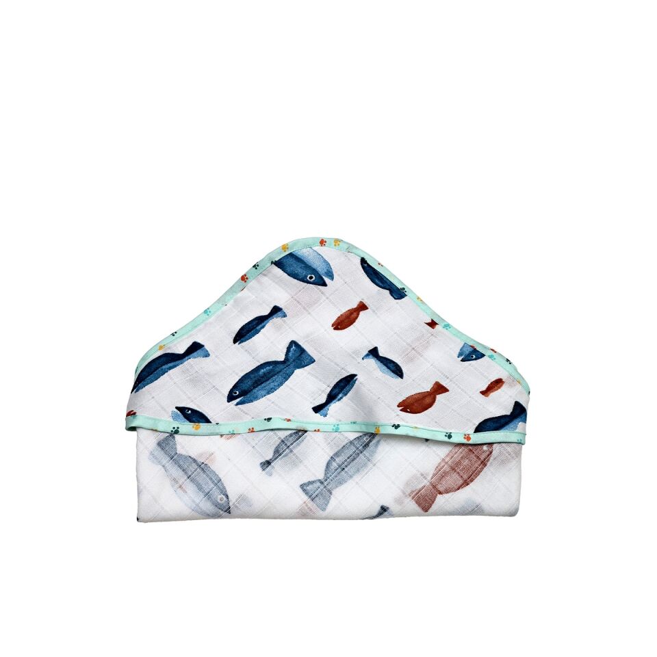 Müslin Kundak Havlu Minicik Balık Dünyası