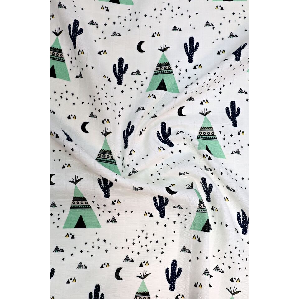 Çift Taraflı Müslin Battaniye 120x180 Minicik Kaktüs Bahçesi
