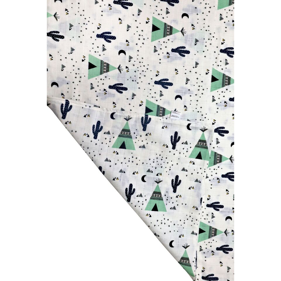 Çift Taraflı Müslin Battaniye 120x180 Minicik Kaktüs Bahçesi