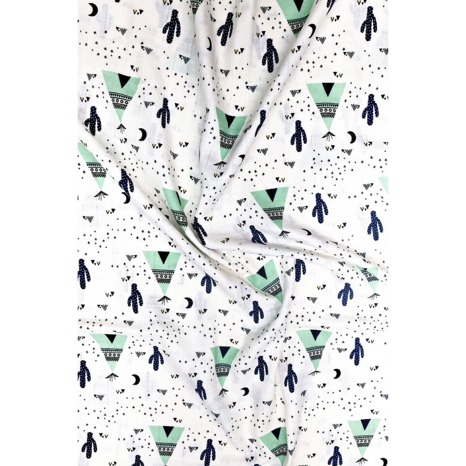 Çift Taraflı Müslin Battaniye 120x180 Minicik Kaktüs Bahçesi