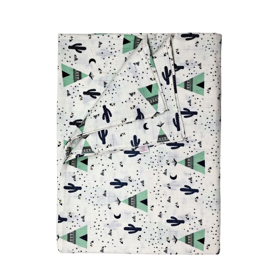 Çift Taraflı Müslin Battaniye 120x180 Minicik Kaktüs Bahçesi
