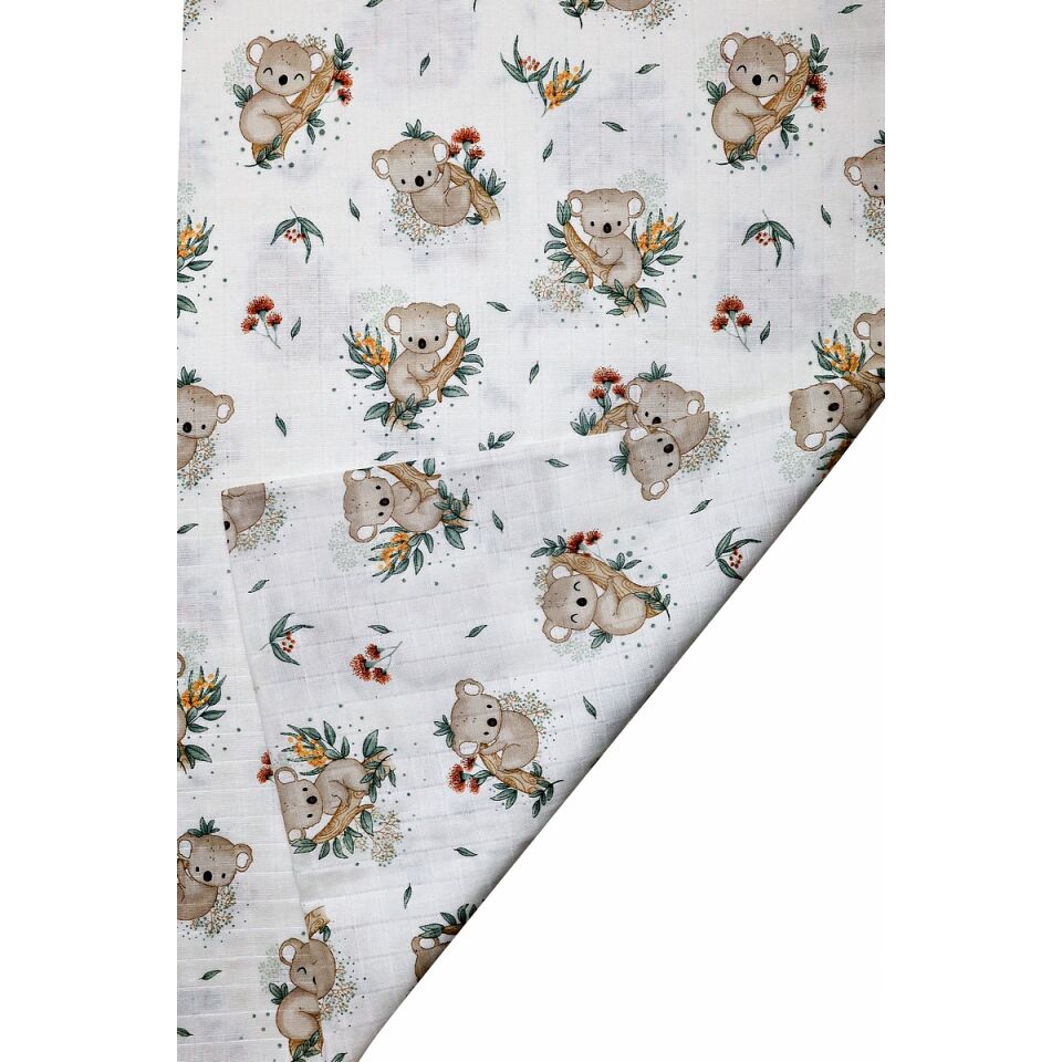 Çift Taraflı Müslin Battaniye 120x180 Minicik Koala Sevgisi