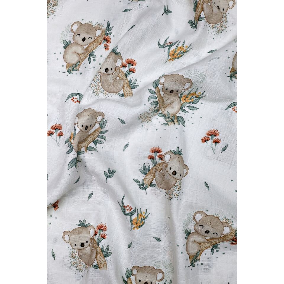 Çift Taraflı Müslin Battaniye 120x180 Minicik Koala Sevgisi