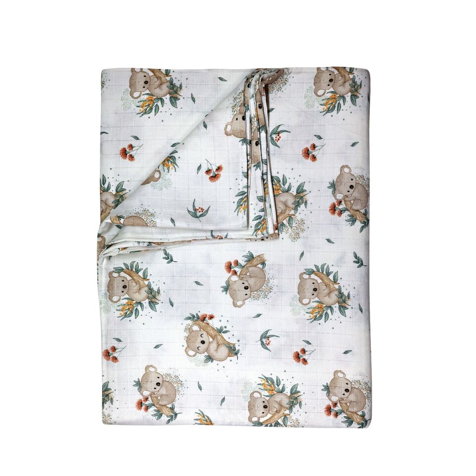 Çift Taraflı Müslin Battaniye 120x180 Minicik Koala Sevgisi