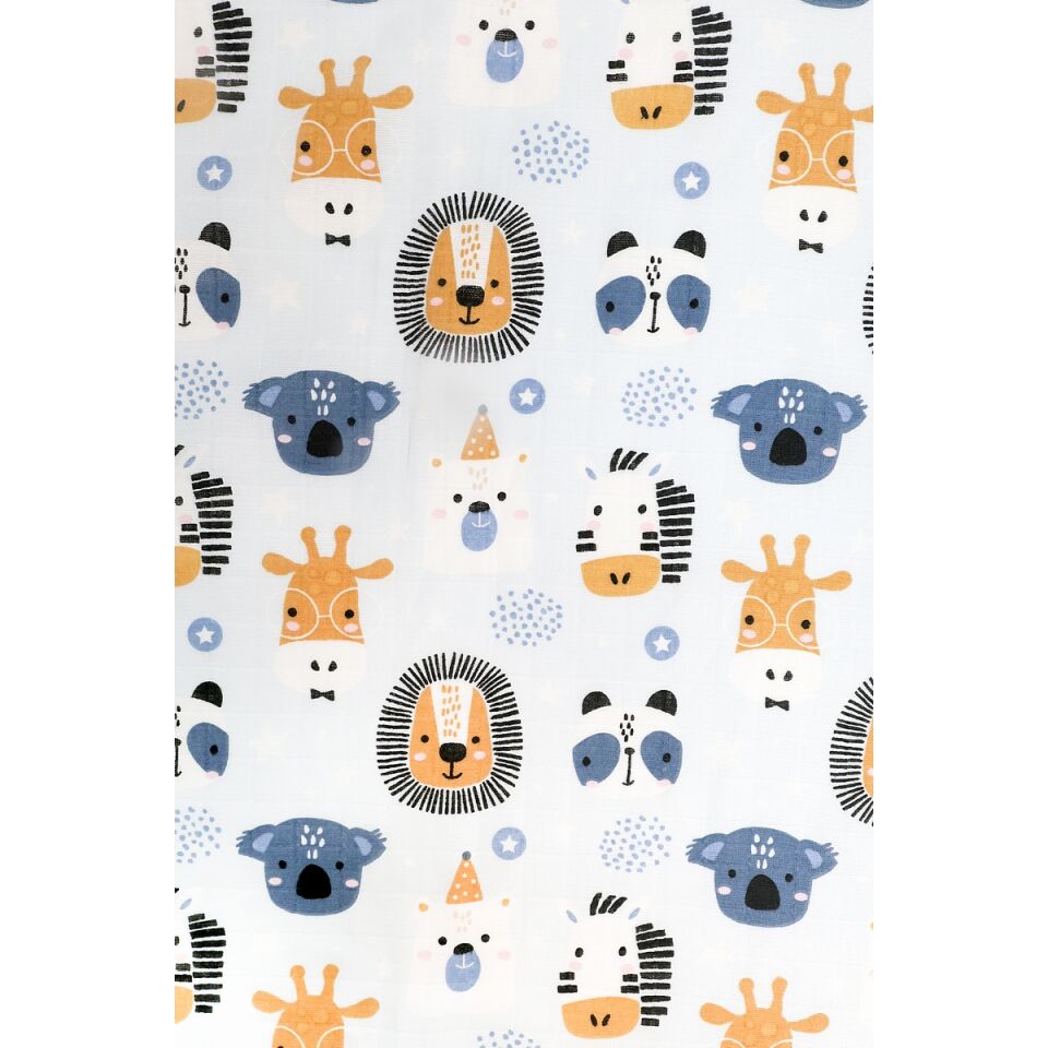 ÇiftTaraflı Müslin Battaniye 120x180 Minicik Safari Dostları