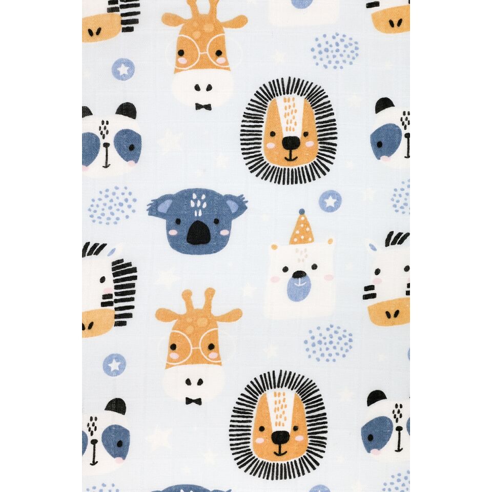 ÇiftTaraflı Müslin Battaniye 120x180 Minicik Safari Dostları