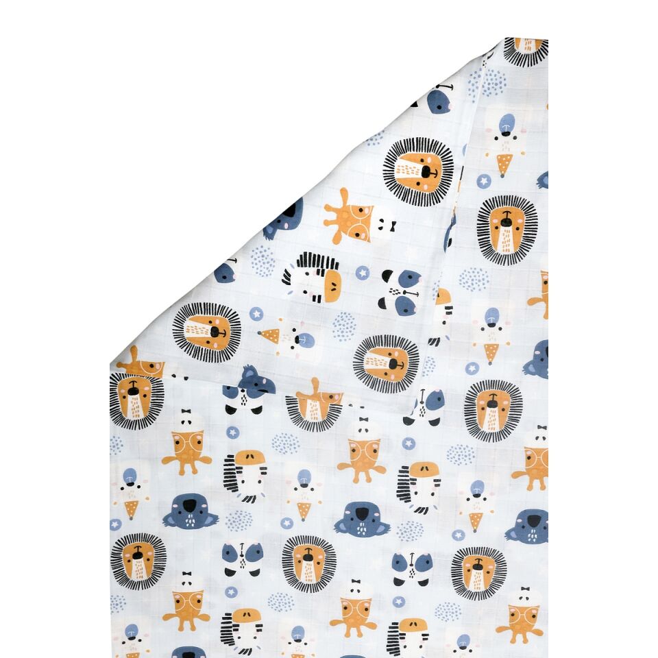 ÇiftTaraflı Müslin Battaniye 120x180 Minicik Safari Dostları