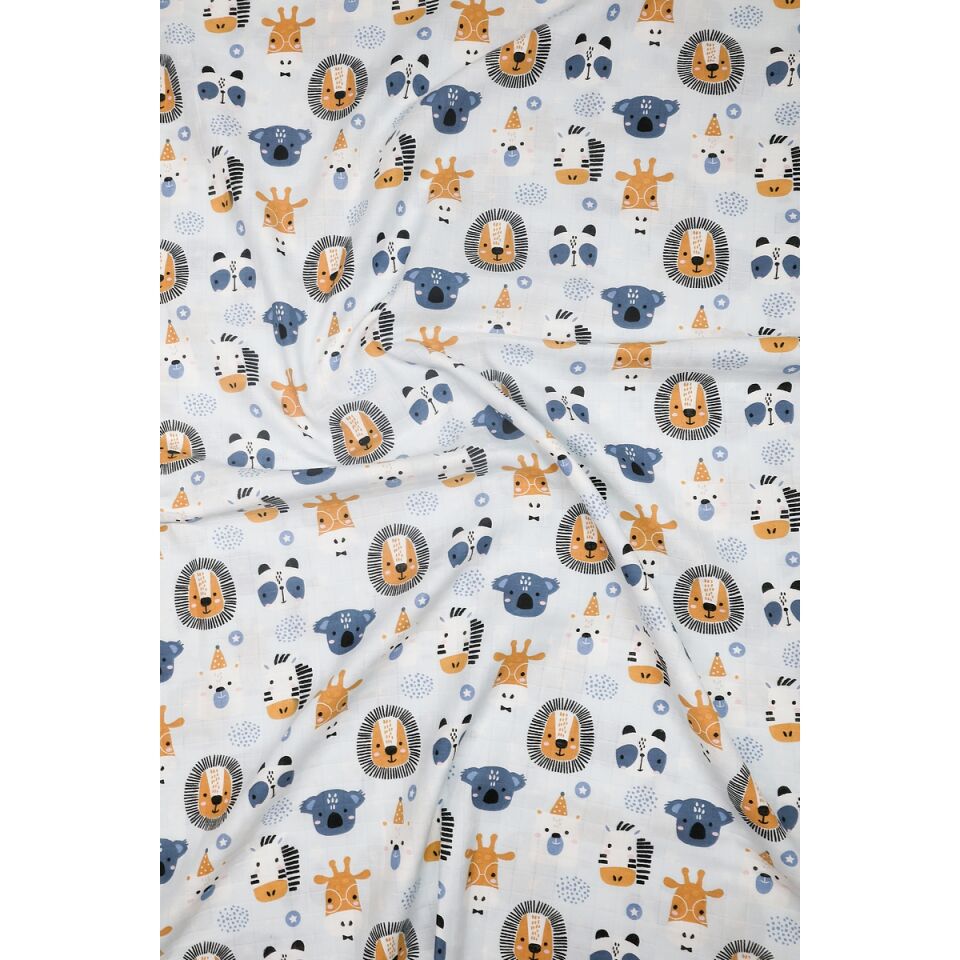 ÇiftTaraflı Müslin Battaniye 120x180 Minicik Safari Dostları