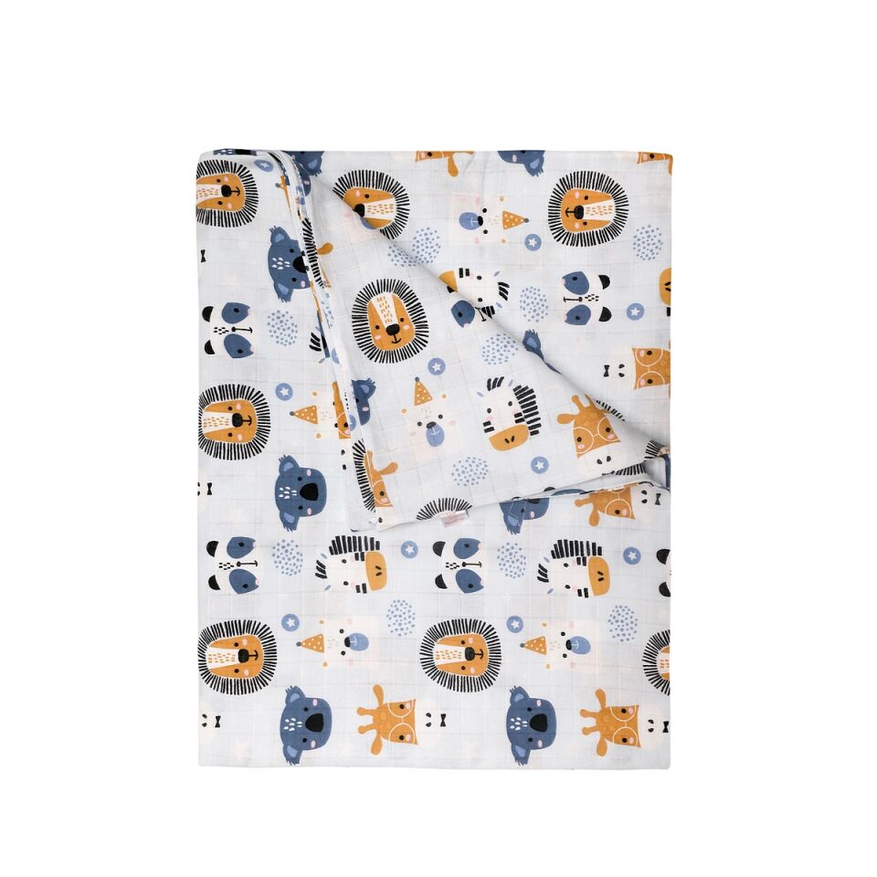 ÇiftTaraflı Müslin Battaniye 120x180 Minicik Safari Dostları