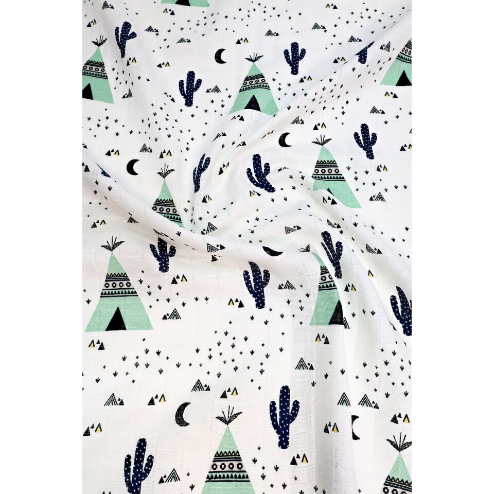 Müslin Örtü Tekli 100x100 Minicik Kaktüs Bahçesi