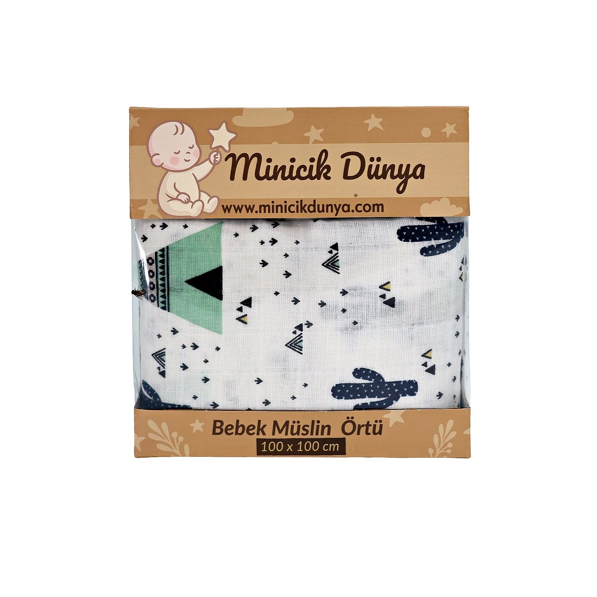 Müslin Örtü Tekli 100x100 Minicik Kaktüs Bahçesi