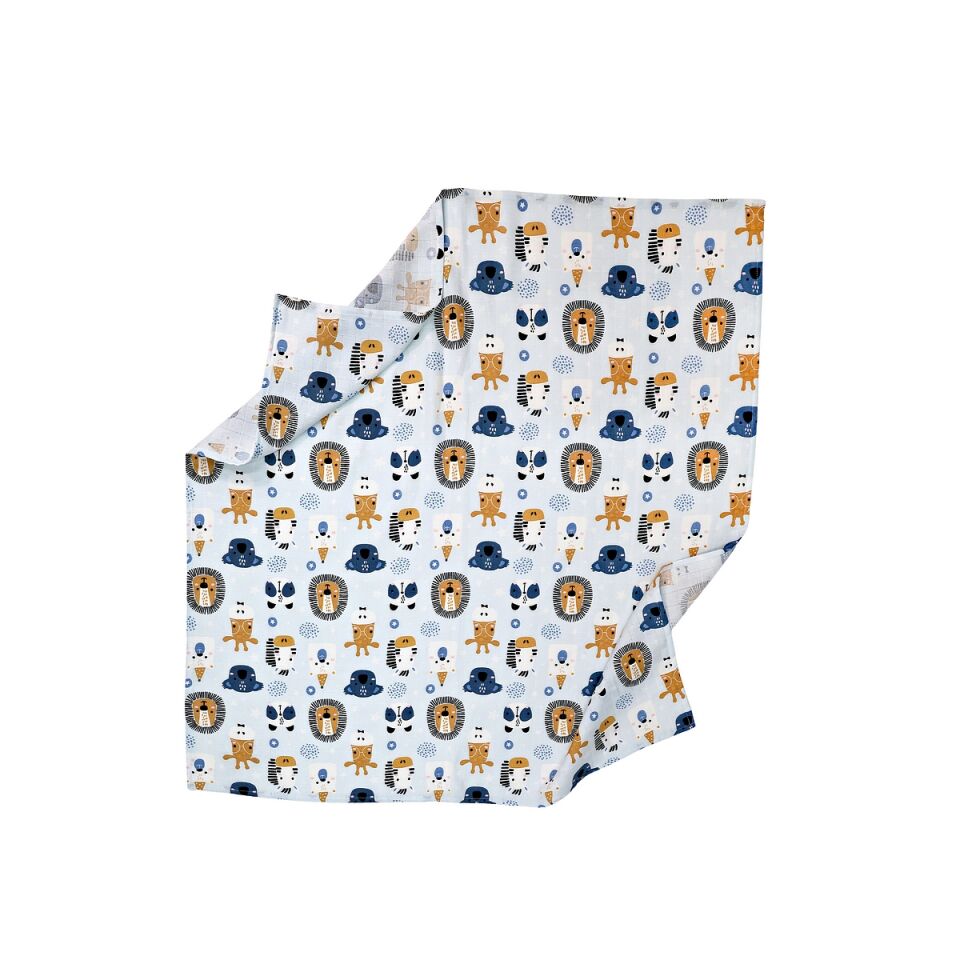 Müslin Örtü Tekli 100x100 Minicik Safari Dostları