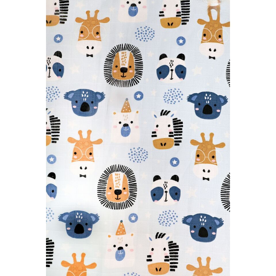 Müslin Örtü Tekli 100x100 Minicik Safari Dostları