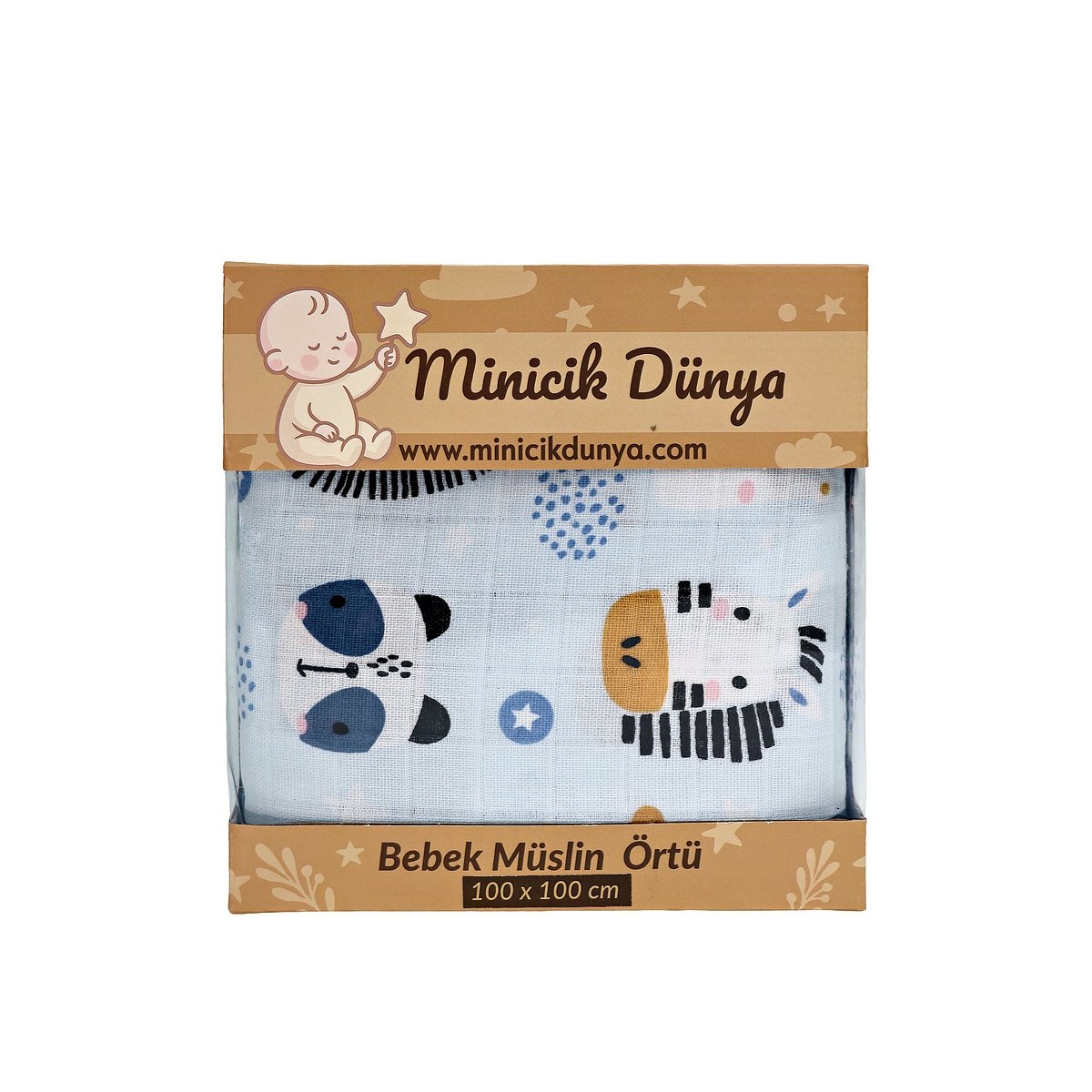 Müslin Örtü Tekli 100x100 Minicik Safari Dostları