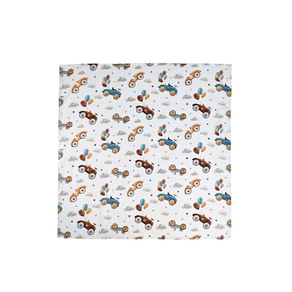 Müslin Örtü Tekli 100x100 Minicik Uçan Arabalar