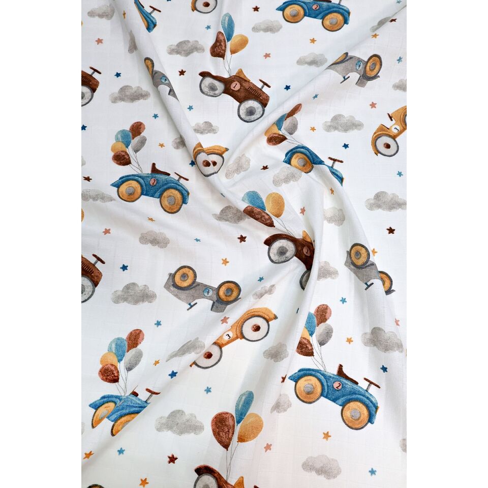 Müslin Örtü Tekli 100x100 Minicik Uçan Arabalar