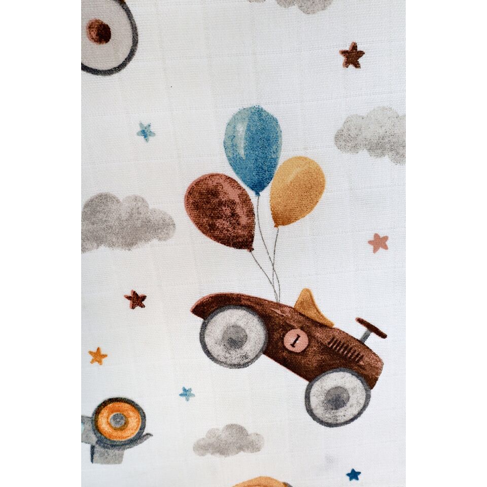 Müslin Örtü Tekli 100x100 Minicik Uçan Arabalar