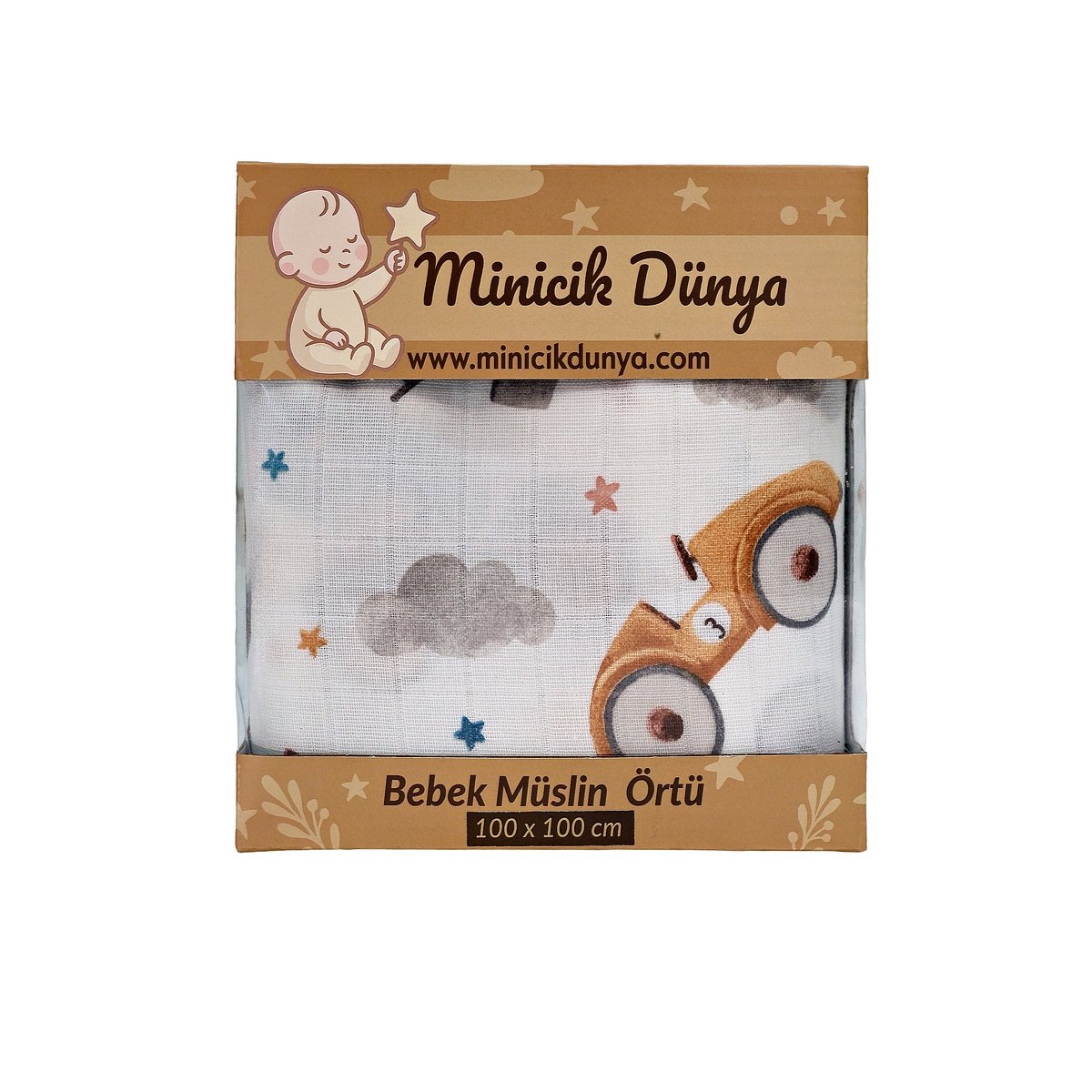 Müslin Örtü Tekli 100x100 Minicik Uçan Arabalar