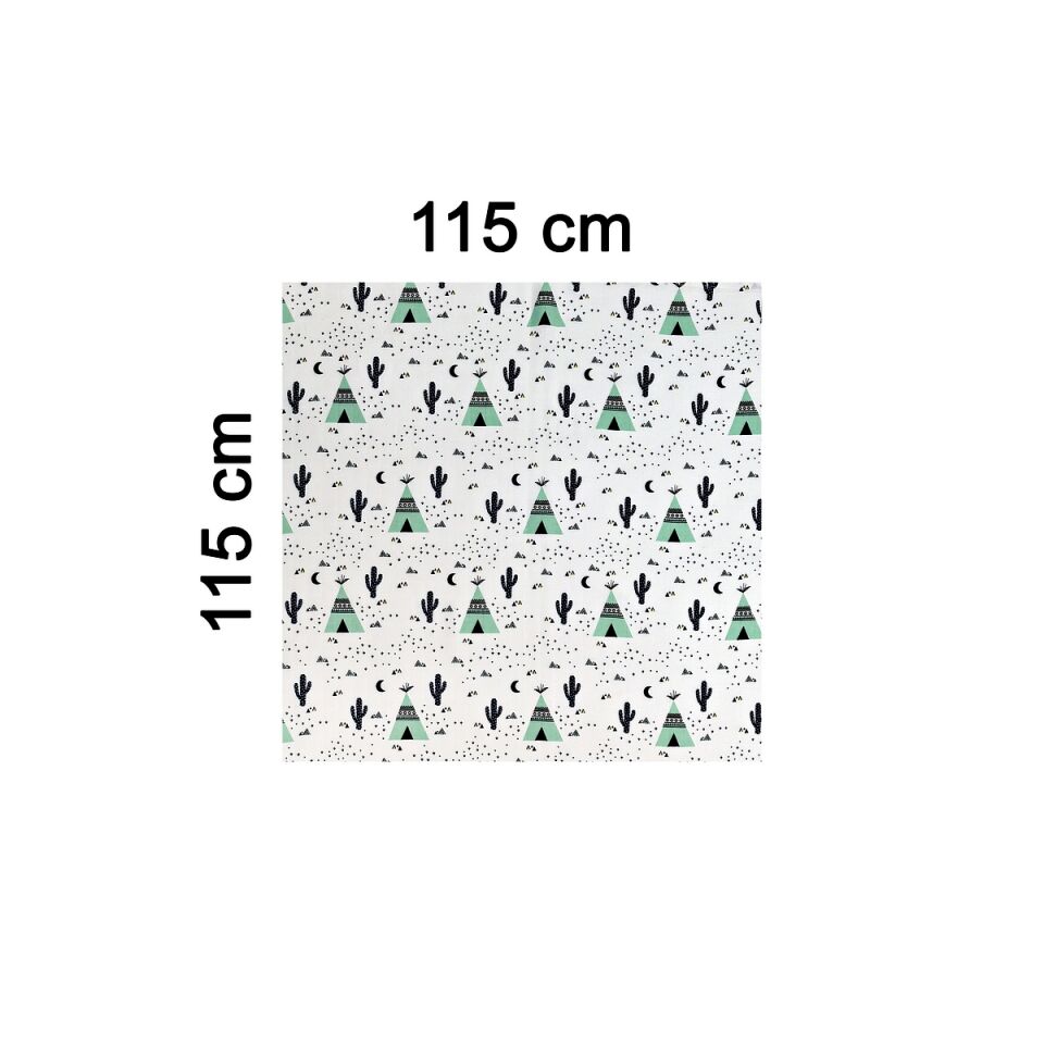 Minicik Kaktüs Bahçesi Müslin Örtü Tekli 115x115