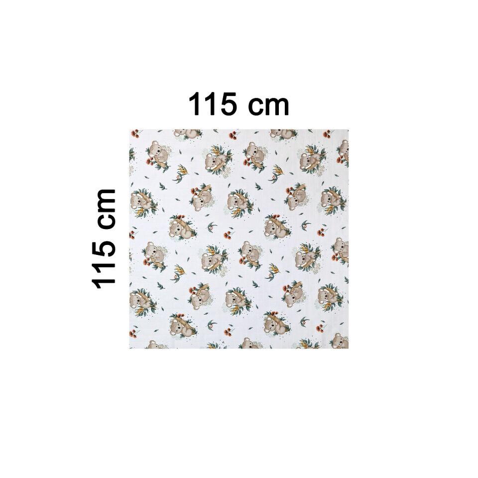 Minicik Koala Sevgisi Müslin Örtü Tekli 115x115