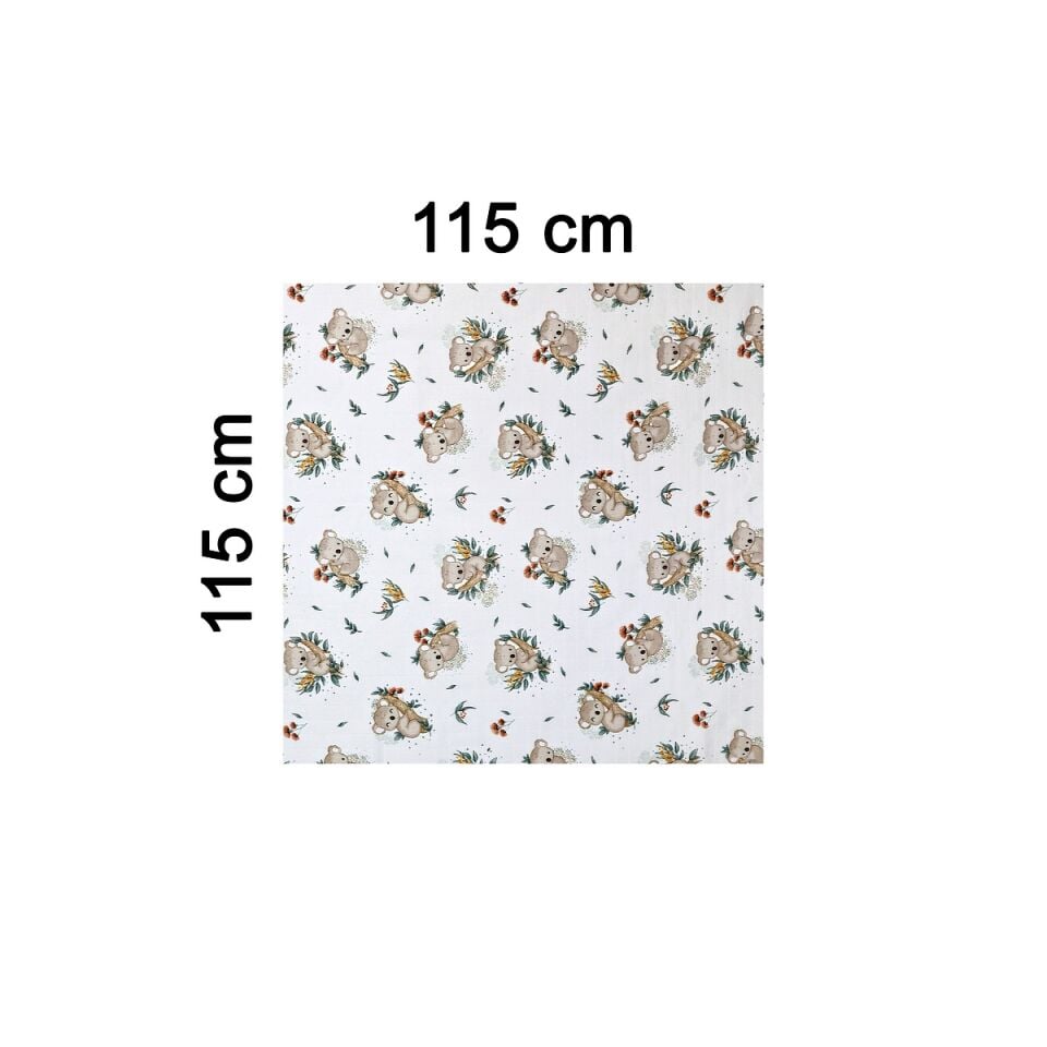 Minicik Koala Sevgisi Müslin Örtü Tekli 115x115