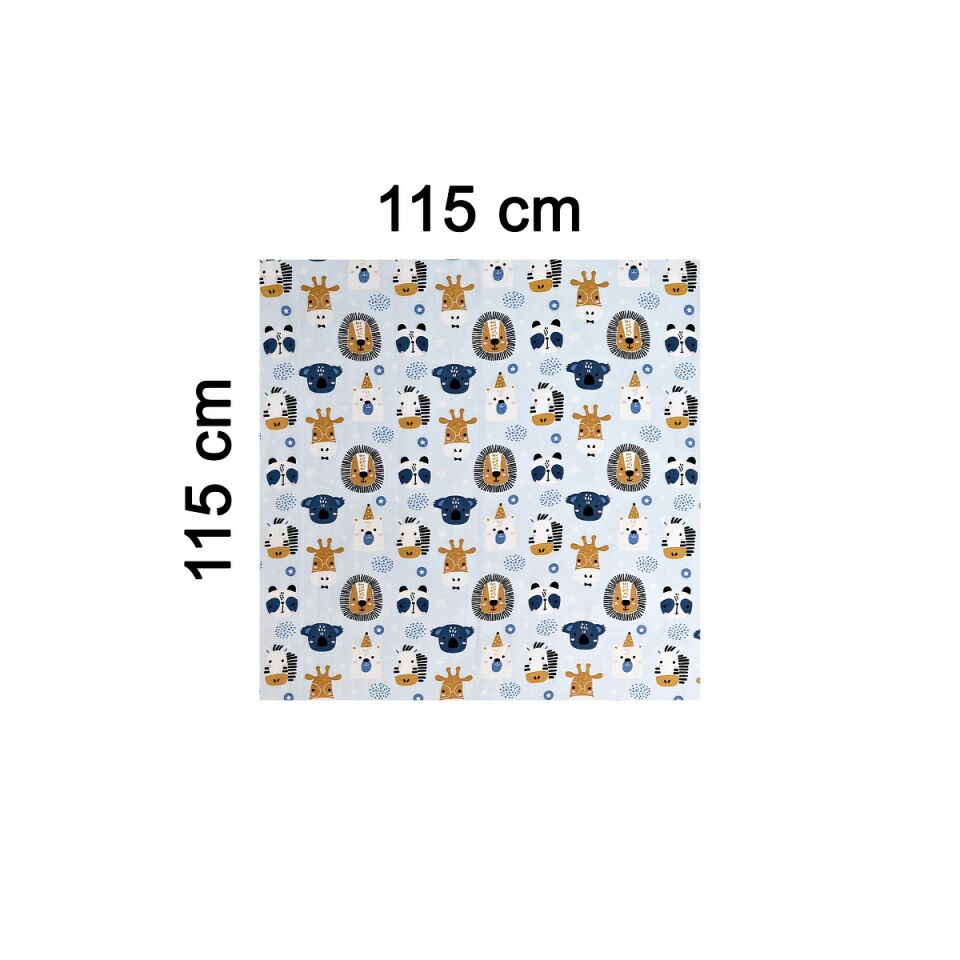 Minicik Safari Dostları Müslin Örtü Tekli 115x115