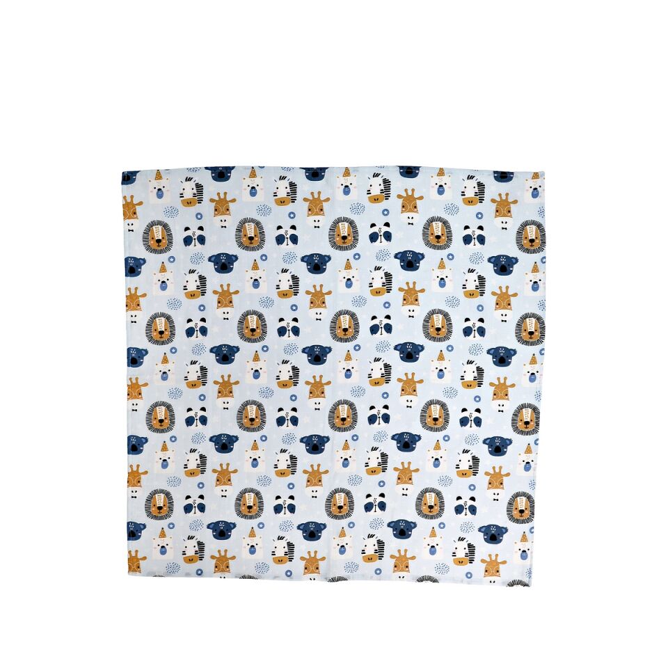 Minicik Safari Dostları Müslin Örtü Tekli 115x115