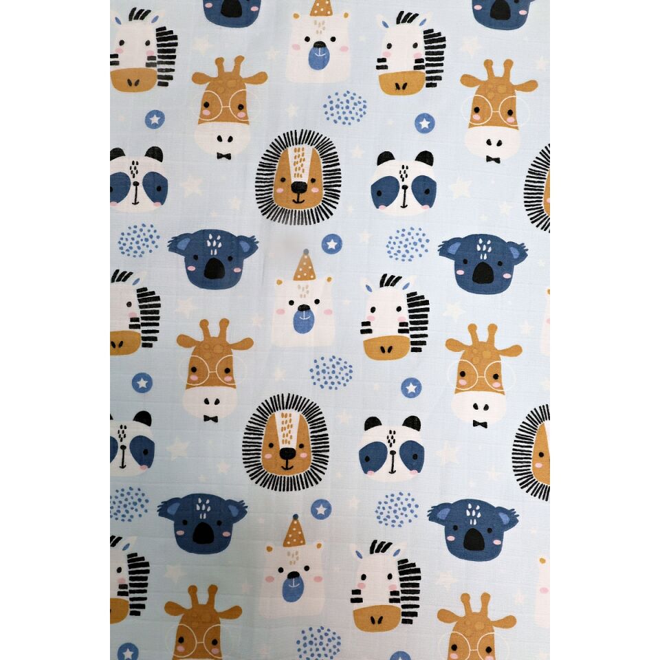 Minicik Safari Dostları Müslin Örtü Tekli 115x115