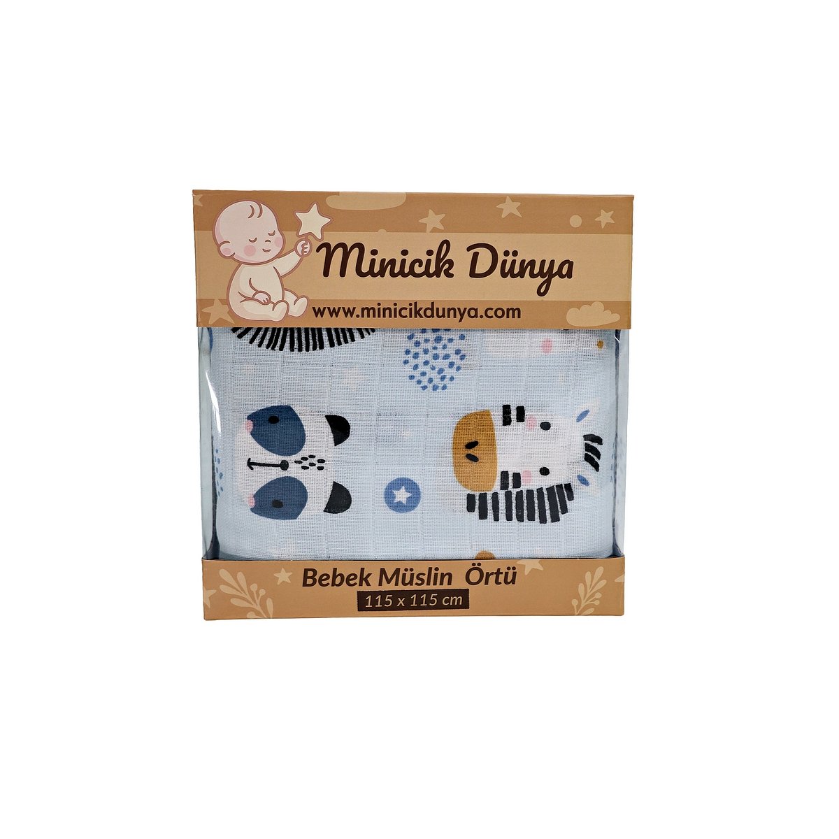 Minicik Safari Dostları Müslin Örtü Tekli 115x115