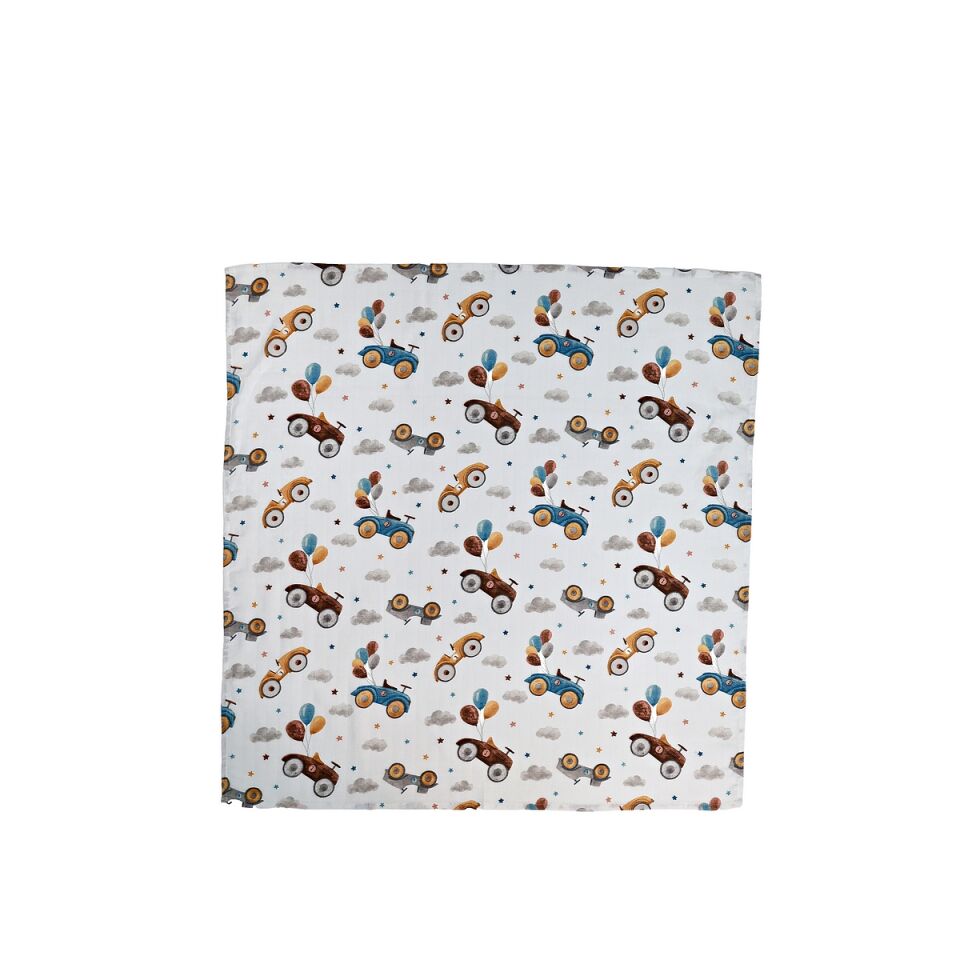 Minicik Uçan Arabalar Müslin Örtü Tekli 115x115