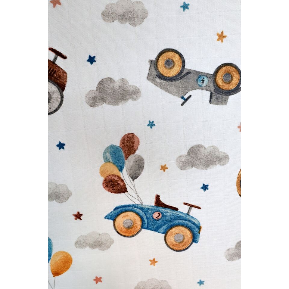 Minicik Uçan Arabalar Müslin Örtü Tekli 115x115