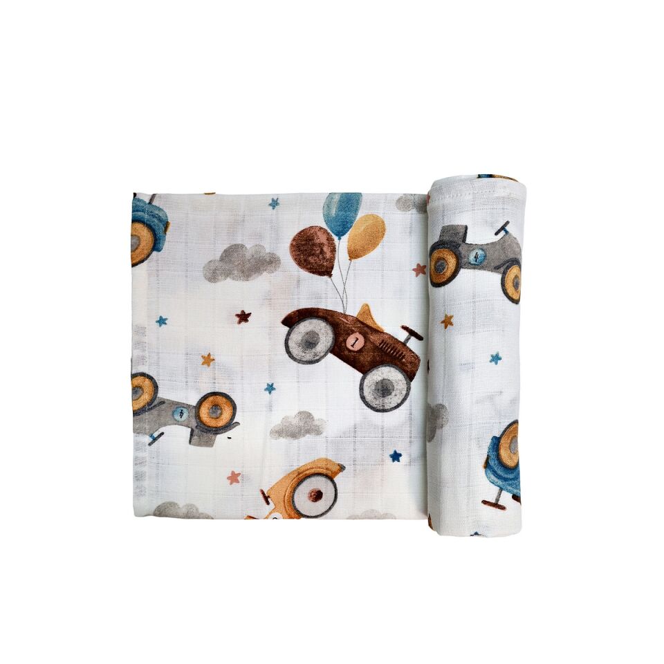 Minicik Uçan Arabalar Müslin Örtü Tekli 115x115