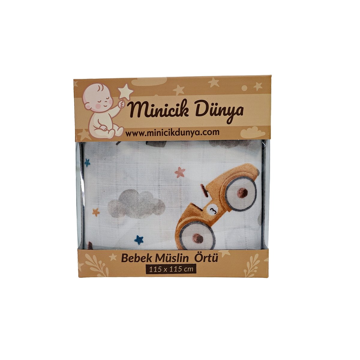 Minicik Uçan Arabalar Müslin Örtü Tekli 115x115